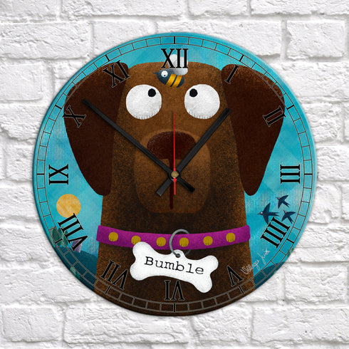 Chocolate Labrador & Bumble Bee - Personalised Pooch Art Clock